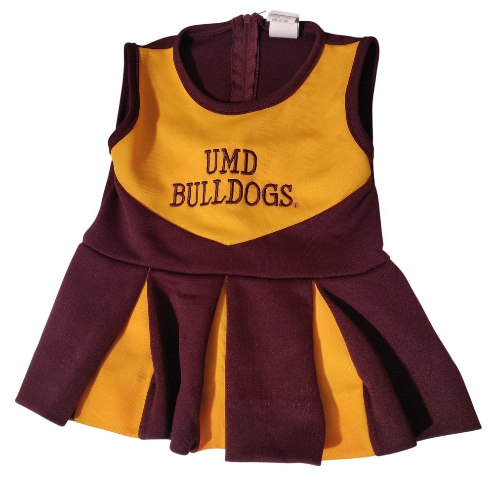UMD Bulldogs Cheerleader Dress Maroon Gold Girls Size 12M USA Made Little King
